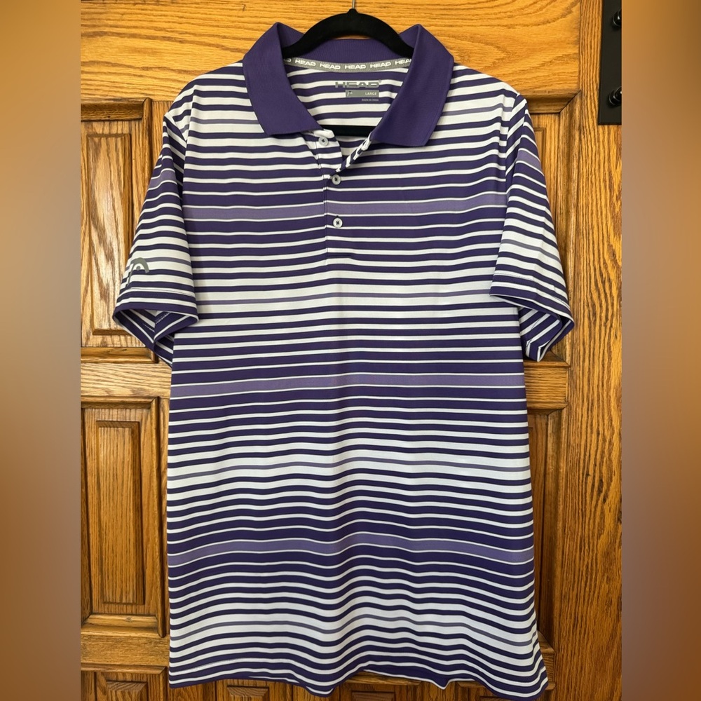 Head Purple and White Striped Polo Shirt